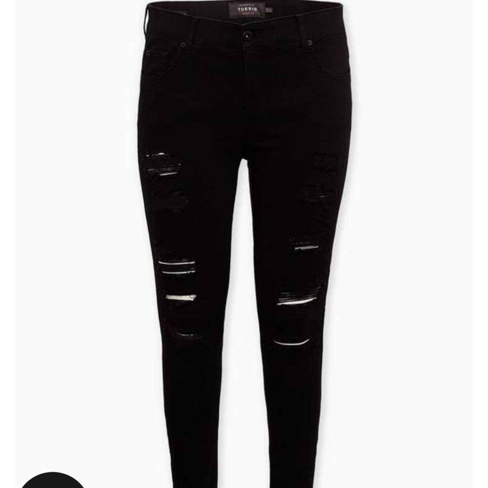 Bombshell skinny premium stretch high-rise deconstructed jeans from Torrid.